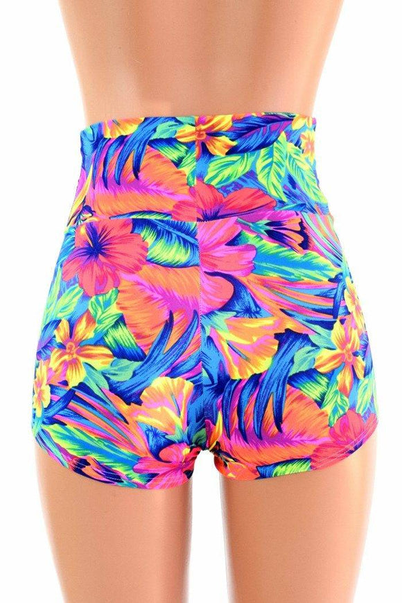 Tahitian Floral High Waist Shorts - Coquetry Clothing