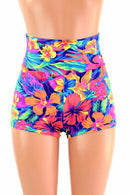 Tahitian Floral High Waist Shorts - Coquetry Clothing
