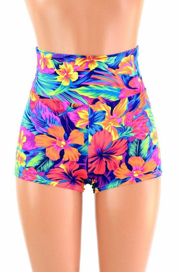 Tahitian Floral High Waist Shorts - Coquetry Clothing