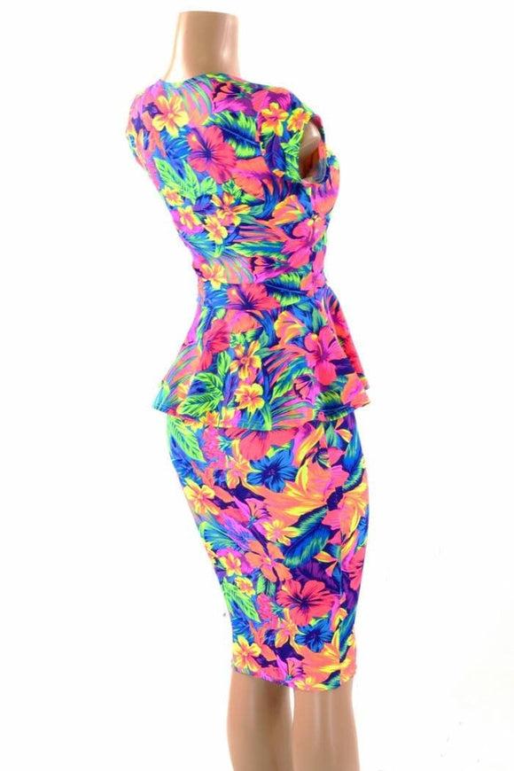 Tahitian Floral Peplum & Skirt Set - Coquetry Clothing
