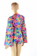 Tahitian Floral Plunging V Romper - Coquetry Clothing