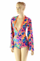 Tahitian Floral Plunging V Romper - Coquetry Clothing