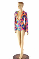 Tahitian Floral Plunging V Romper - Coquetry Clothing