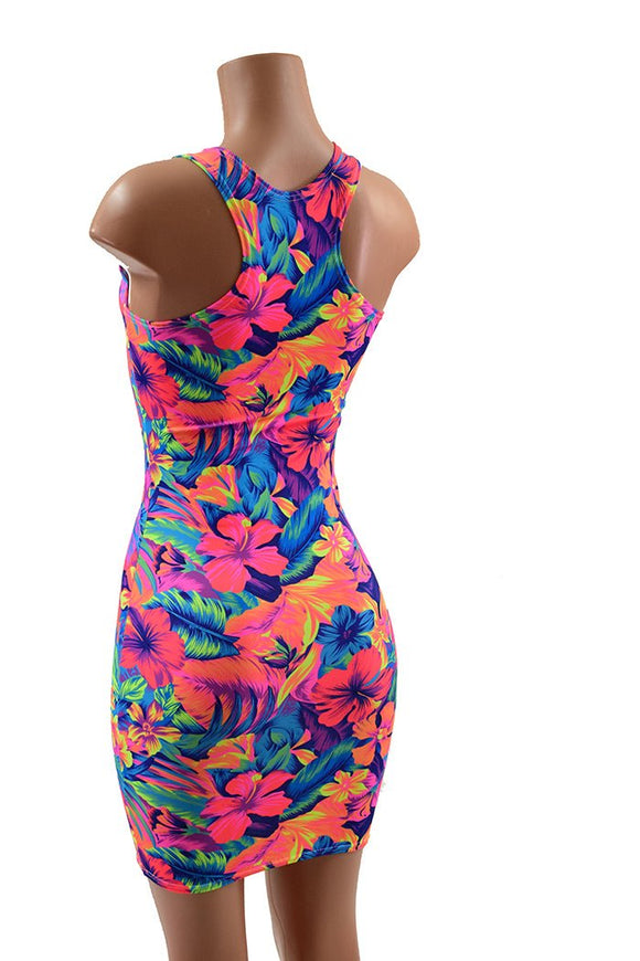 Tahitian Floral Racerback Bodycon Dress - Coquetry Clothing