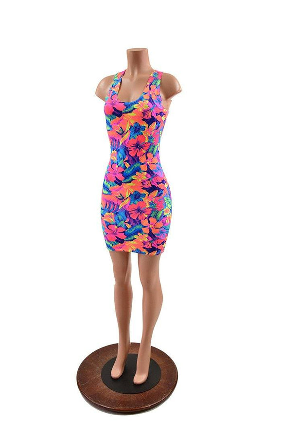 Tahitian Floral Racerback Bodycon Dress - Coquetry Clothing