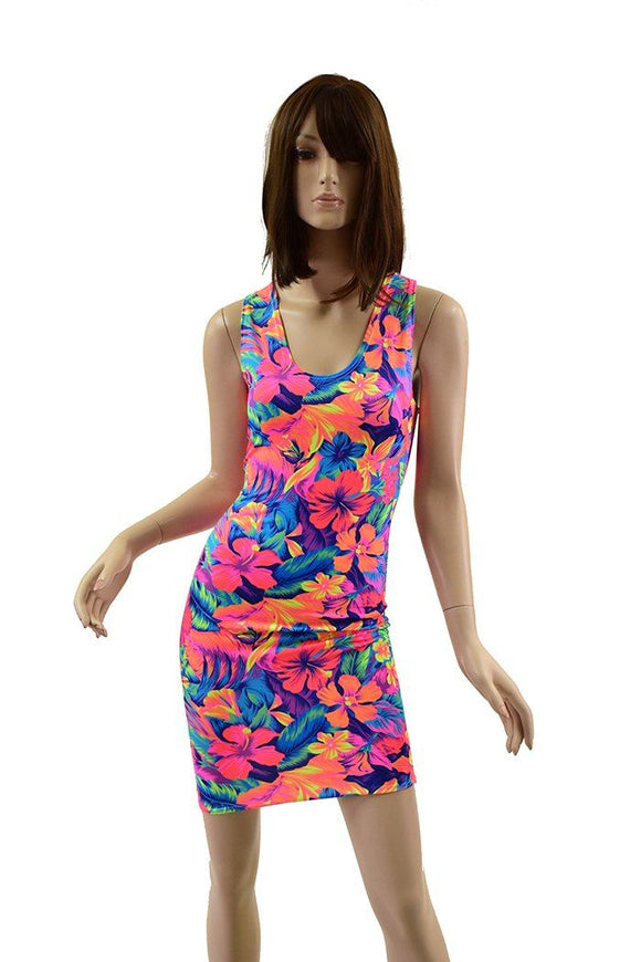 Tahitian Floral Racerback Bodycon Dress - Coquetry Clothing