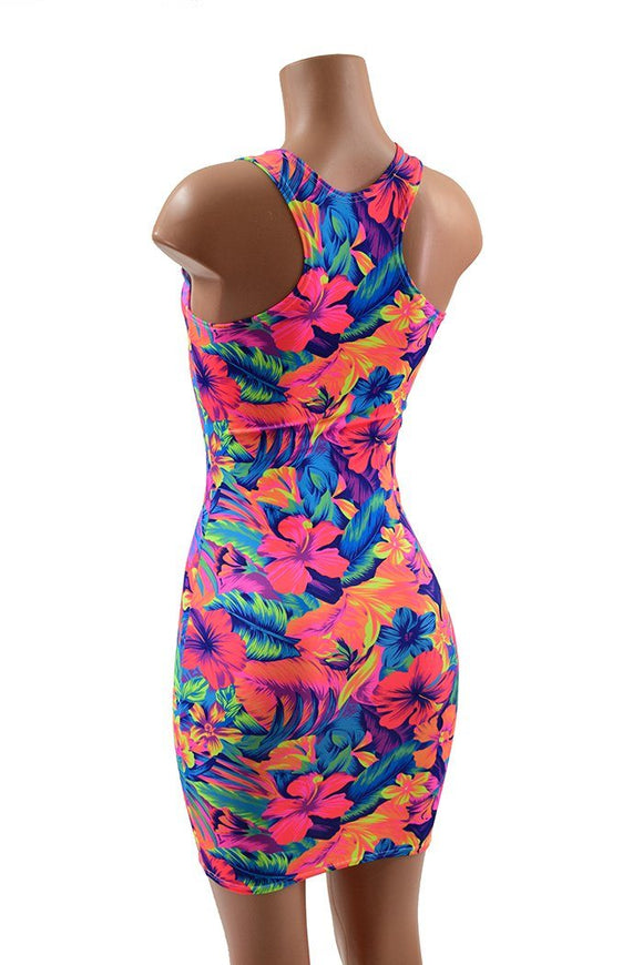 Tahitian Floral Racerback Bodycon Dress - Coquetry Clothing
