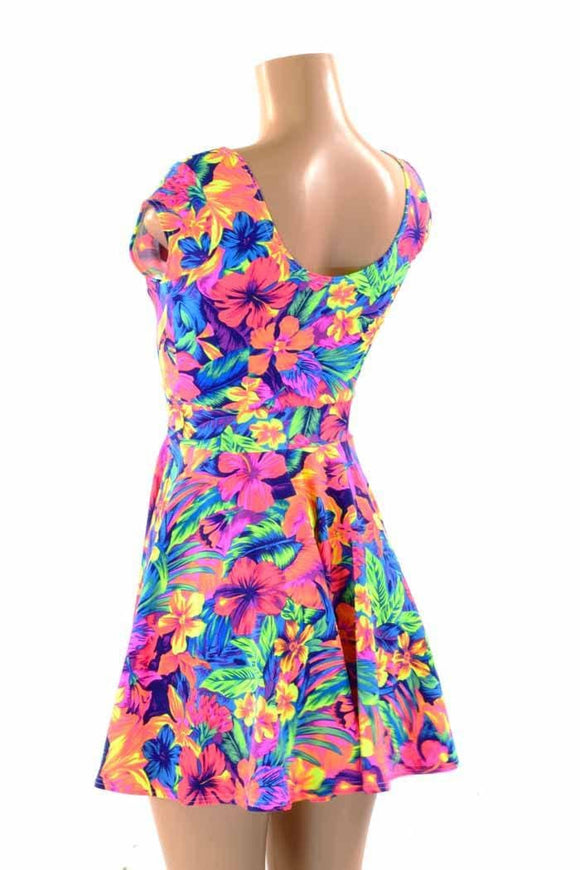 Tahitian Floral Skater Dress - Coquetry Clothing