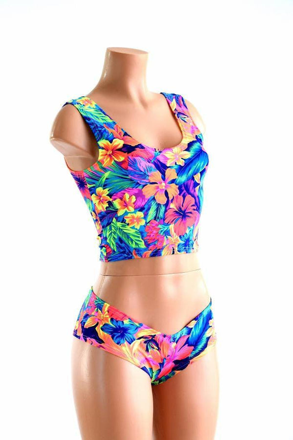 Tahitian Floral Tank Crop & Cheekies Set - 2