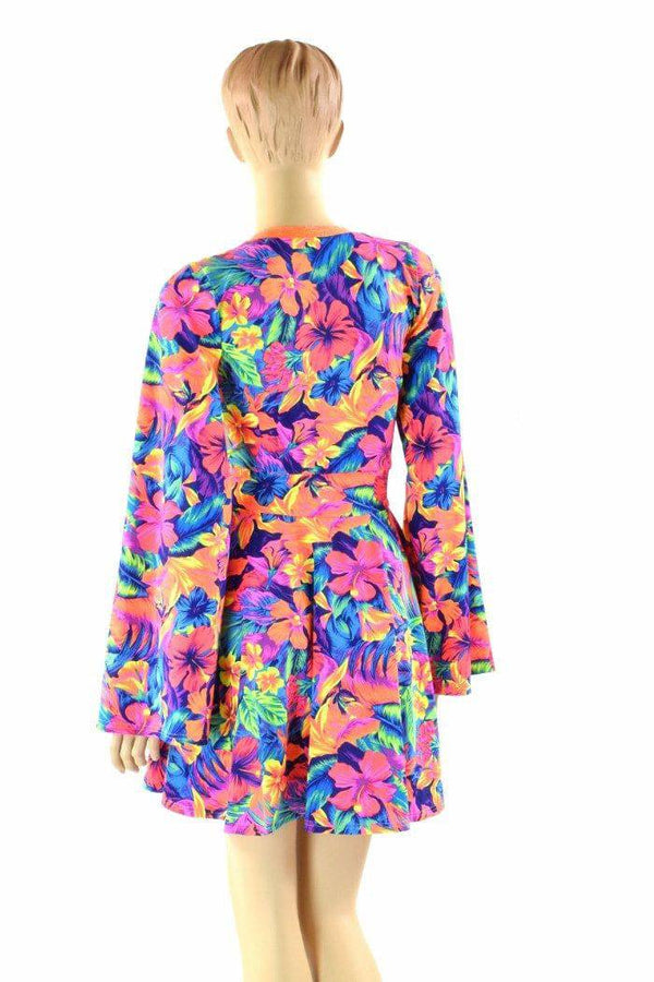 Tahitian Floral V Neck Skater Dress - 2