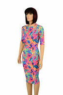 Tahitian Floral Wiggle Dress - Coquetry Clothing