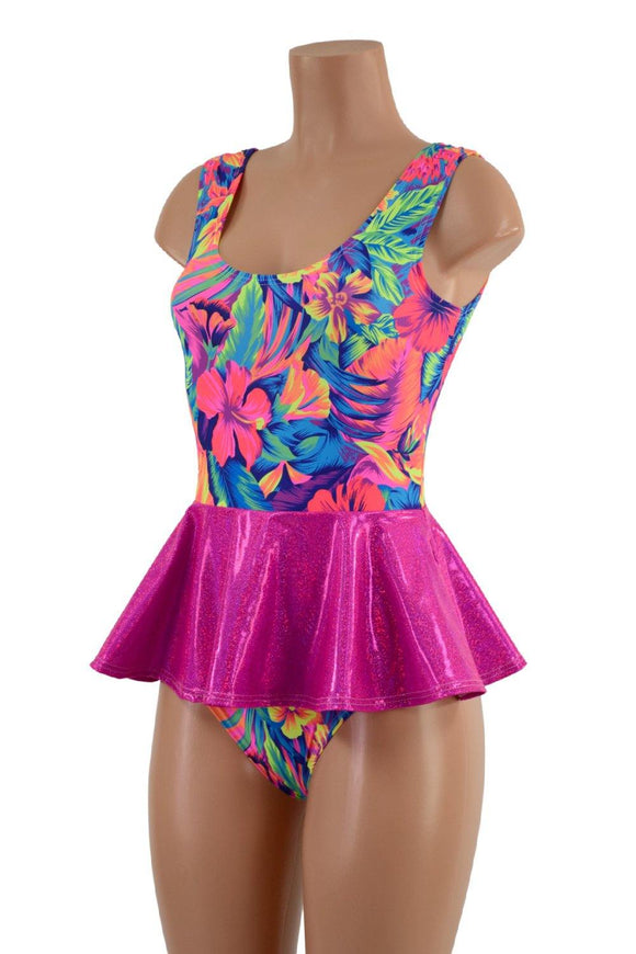 Tank Style Romper with Peplum & Siren Cut Leg - Coquetry Clothing