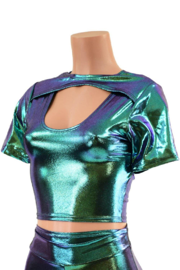 Tee Sleeve Window Crop Top in Scarab - Coquetry Clothing