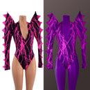 The Triple Threat Romper in Neon Pink Lightning with Brazilian Cut Leg - Coquetry Clothing