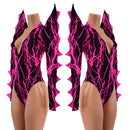 The Triple Threat Romper in Neon Pink Lightning with Brazilian Cut Leg - Coquetry Clothing