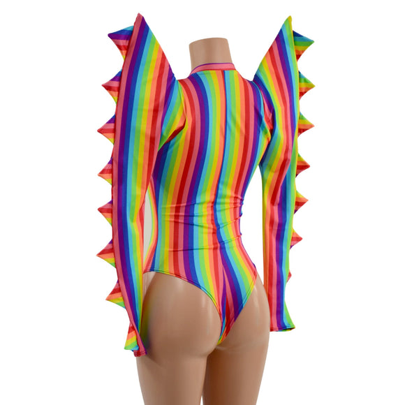 The Triple Threat Romper in Rainbow Stripe with Brazilian Cut Leg - Coquetry Clothing