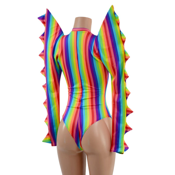 The Triple Threat Romper in Rainbow Stripe with Brazilian Cut Leg - Coquetry Clothing