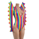 The Triple Threat Romper in Rainbow Stripe with Brazilian Cut Leg - Coquetry Clothing