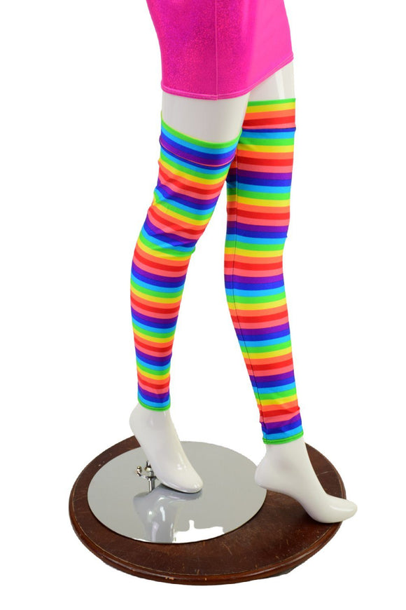 Thigh High Leg Warmers in Horizontal Rainbow Stripe - Coquetry Clothing