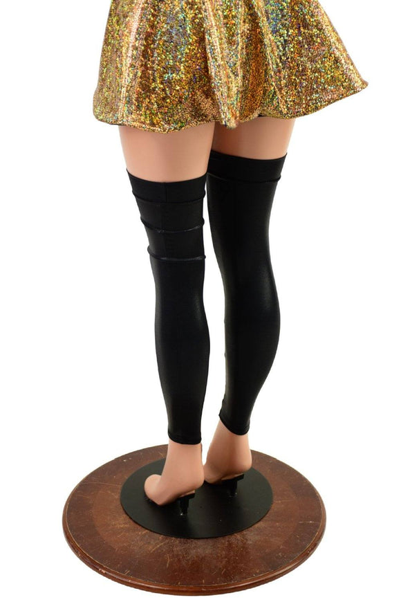 Thigh High Leg Warmers in Smooth Black Spandex - Coquetry Clothing