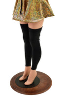 Thigh High Leg Warmers in Smooth Black Spandex - Coquetry Clothing