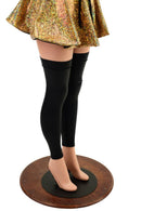 Thigh High Leg Warmers in Smooth Black Spandex - Coquetry Clothing