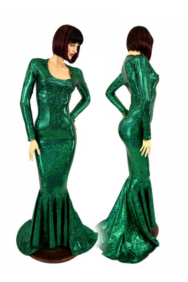 Green Kaleidoscope Puddle Train Gown - 1
