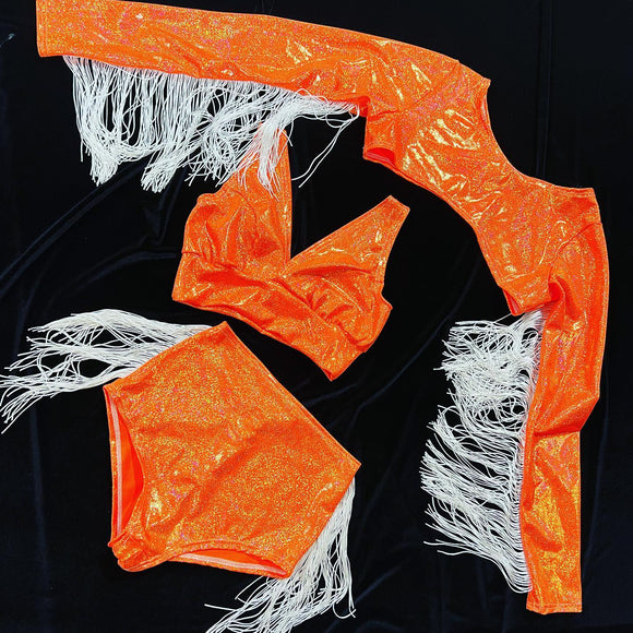 Three Piece Neon and Fringe Set - Coquetry Clothing