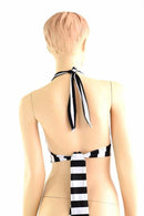 Tie Back Halter Top in Black & White Stripe - Coquetry Clothing