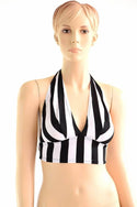 Tie Back Halter Top in Black & White Stripe - 4