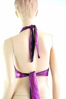 Tie Back Halter Top in Fuchsia Sparkly Jewel - Coquetry Clothing