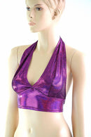 Tie Back Halter Top in Fuchsia Sparkly Jewel - Coquetry Clothing
