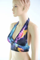 Tie Back Halter Top in UV Glow Galaxy - Coquetry Clothing