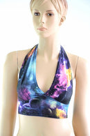 Tie Back Halter Top in UV Glow Galaxy - Coquetry Clothing