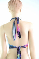 Tie Back Halter Top in UV Glow Galaxy - Coquetry Clothing