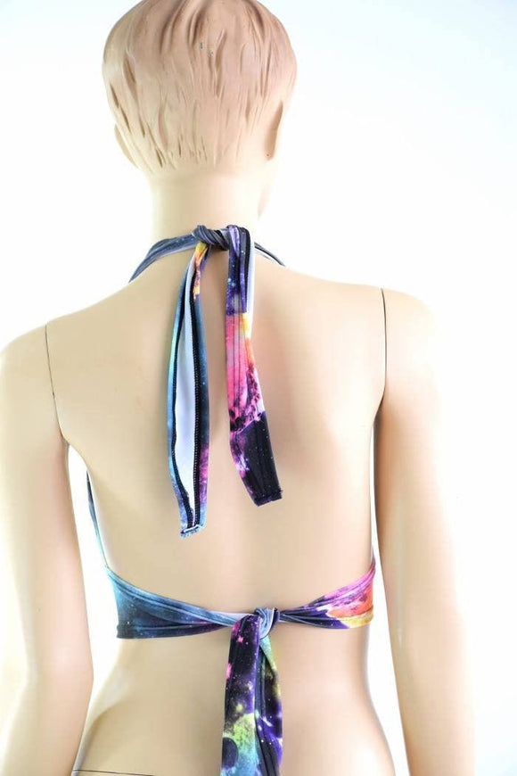Tie Back Halter Top in UV Glow Galaxy - Coquetry Clothing