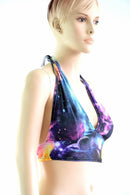 Tie Back Halter Top in UV Glow Galaxy - Coquetry Clothing