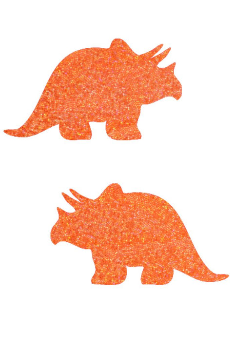 Orange Sparkly UV Triceratops Pasties - Coquetry Clothing