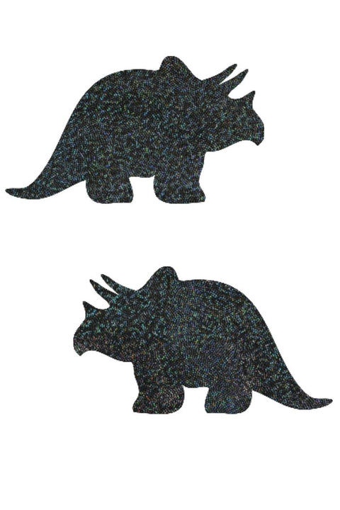Black Holo Triceratops Pasties - Coquetry Clothing