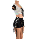 Triple Laceup Shorts and Crop Top Set with Inset Paneling - Coquetry Clothing