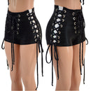 Triple Laceup Shorts and Crop Top Set with Inset Paneling - Coquetry Clothing
