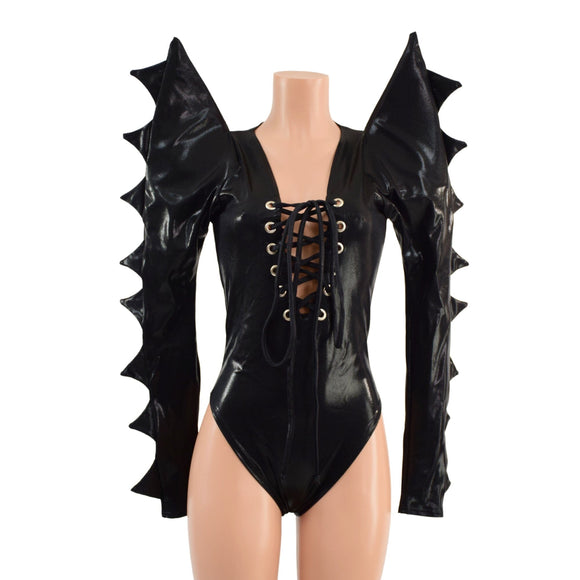 Triple Threat Romper with Plunging Laceup Neckline - Coquetry Clothing