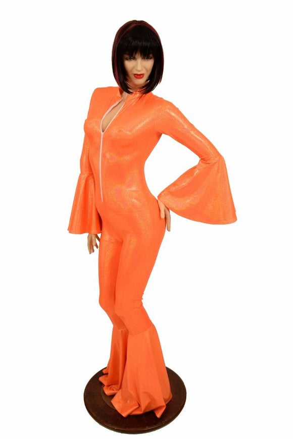 Trumpet Sleeve Bell Bottom Flare Catsuit - Coquetry Clothing