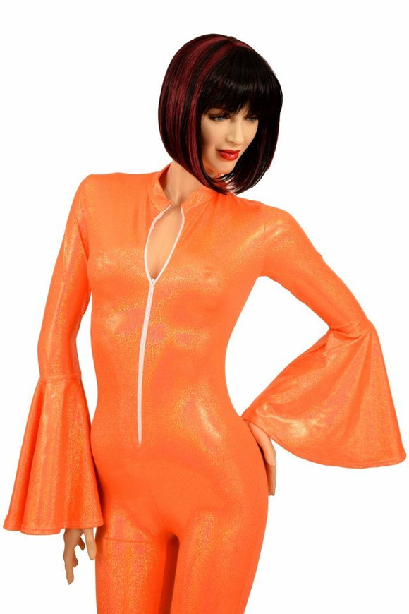 Trumpet Sleeve Bell Bottom Flare Catsuit - Coquetry Clothing