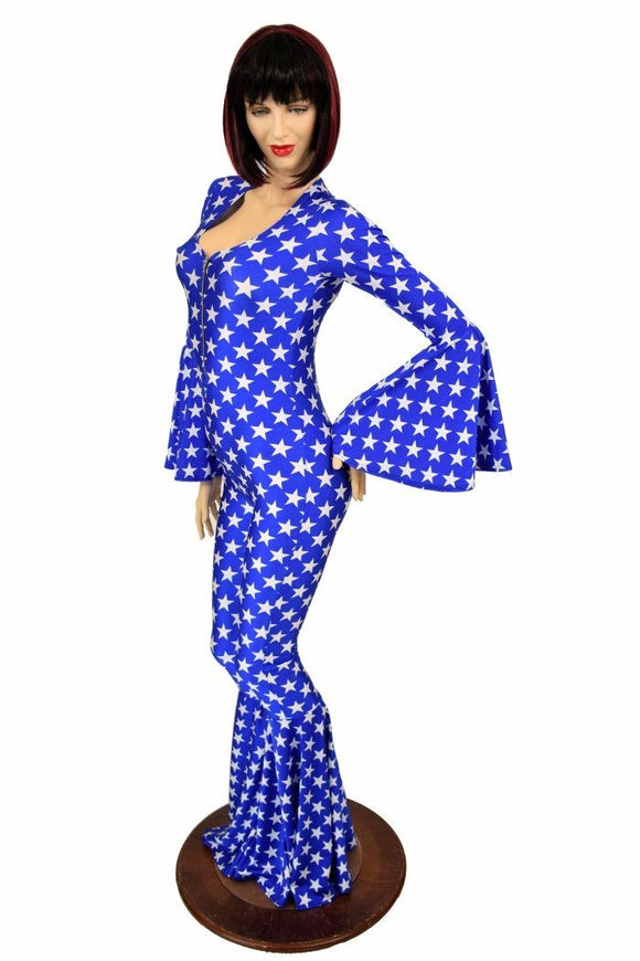 Trumpet Sleeve Bell Bottom Flare Catsuit - Coquetry Clothing