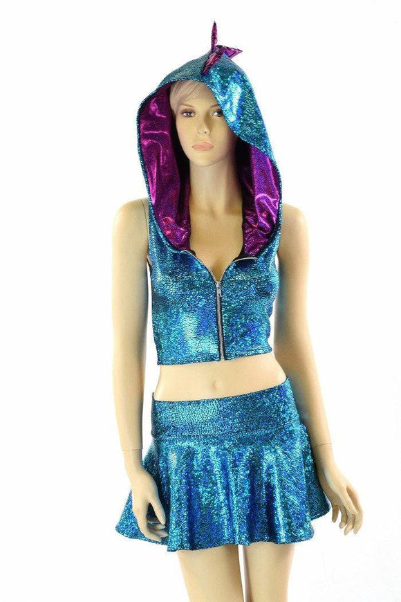 Turquoise Crop & Rave Skirt Set - Coquetry Clothing