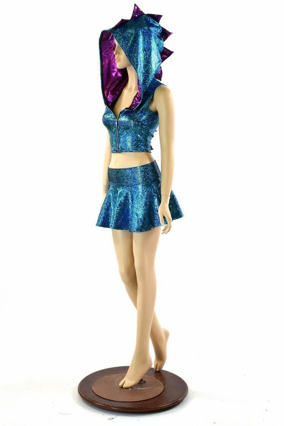 Turquoise Crop & Rave Skirt Set - Coquetry Clothing