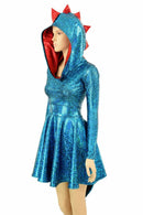 Turquoise Dragon Hoodie Skater Dress - Coquetry Clothing