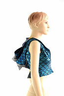 Turquoise Dragon Zipper Front Crop Top - Coquetry Clothing