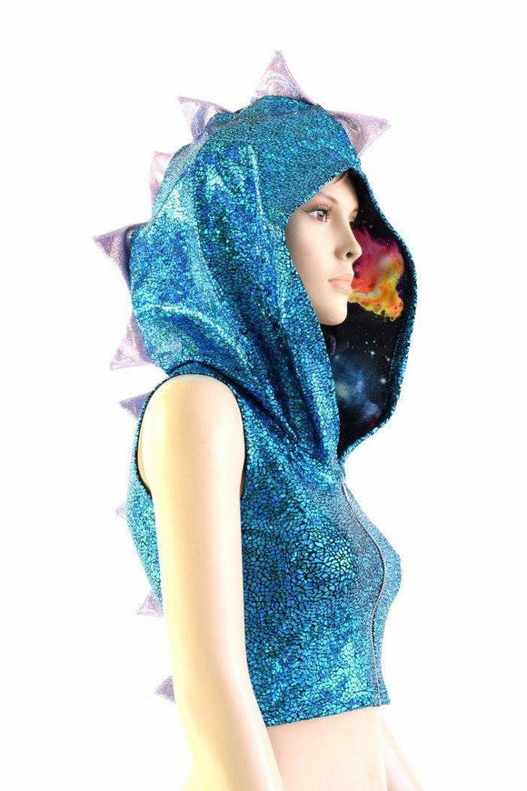 Turquoise Dragon Zipper Front Crop Top - Coquetry Clothing